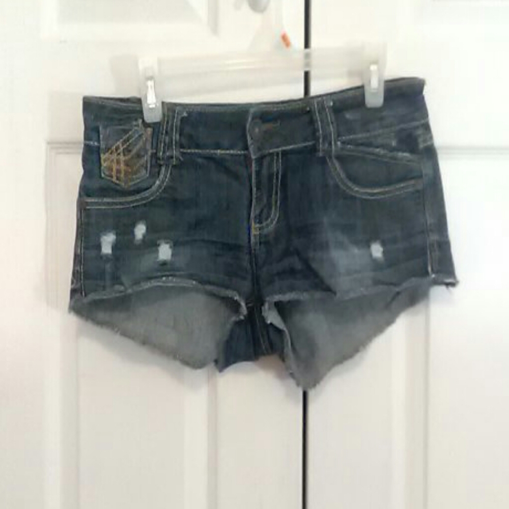 Almost Famous blue denim short shorts size 5